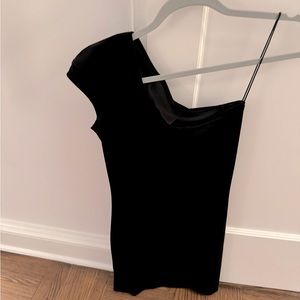 Vintage reformation black velvet one shoulder mini